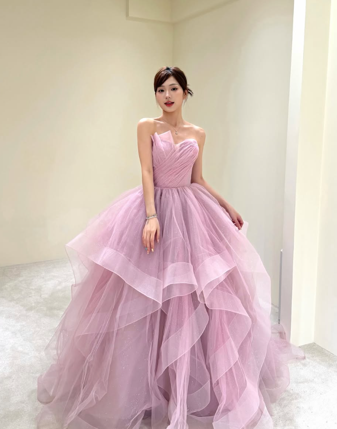 Sweety Ball Gown Strapless Ruffle Sequin Black Tulle Prom Dress Evening Dress SH5102