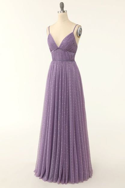 A Line Long Bridesmaid Dress with Ruffles M5692