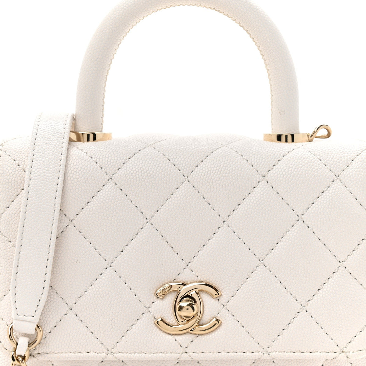 Caviar Quilted Extra Mini Coco Handle Flap White