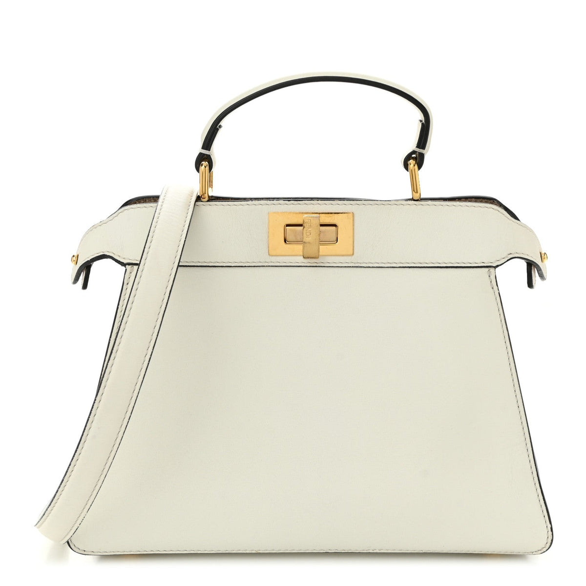 Vitello Seta Nappa Bi-Color Small Peekaboo I SEE U Satchel White Ice Light Rose Tortora