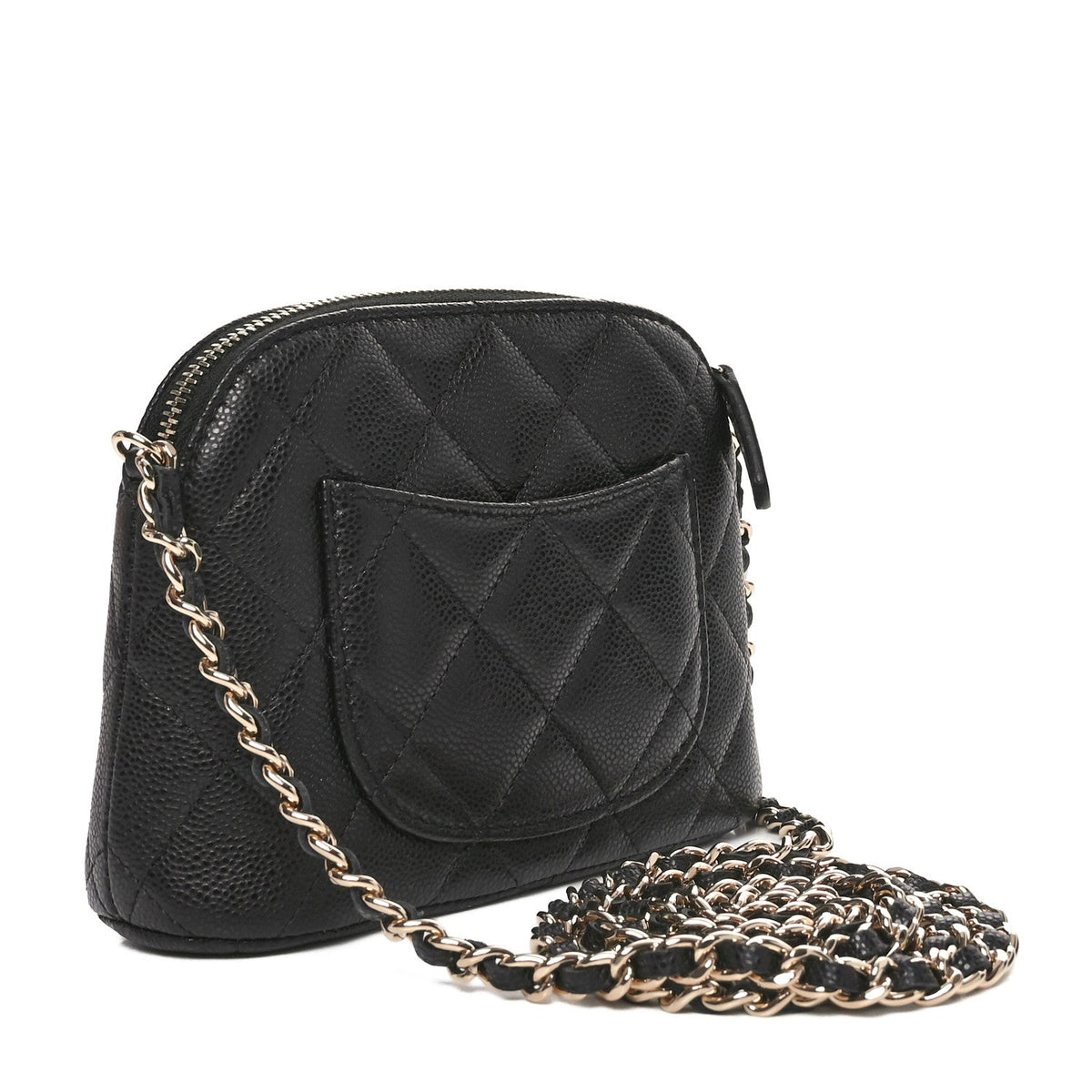 Caviar Quilted Classic Clutch With Chain Black