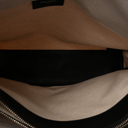 Canvas Calfskin Large Thin Sac De Jour Naturel Black