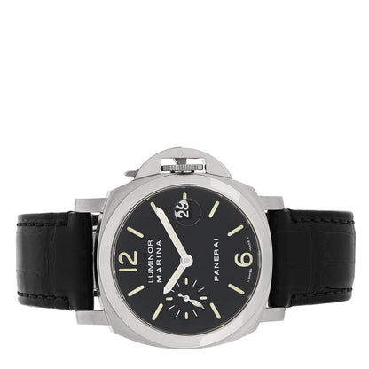 Stainless Steel Alligator 40mm Luminor Marina Automatic Watch Black PAM00048