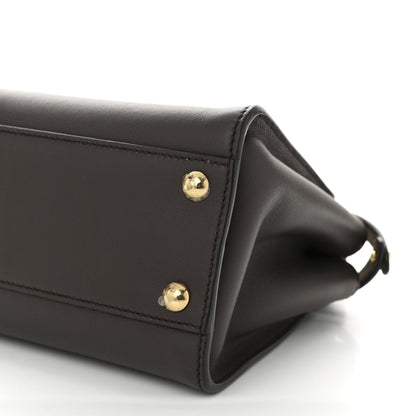 Vitello Seta Suede FF Mini Peekaboo Iconic Satchel Chocolate Sigaro Marrone