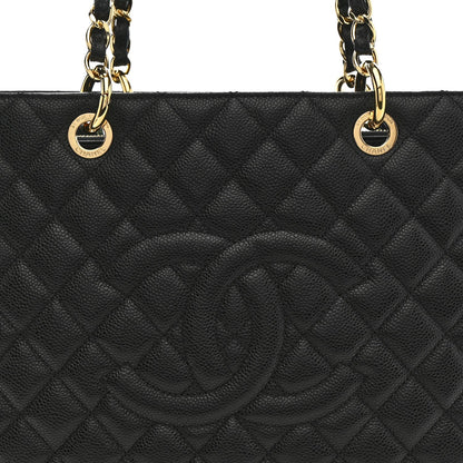 Caviar Quilted Grand Shopping Tote GST Black