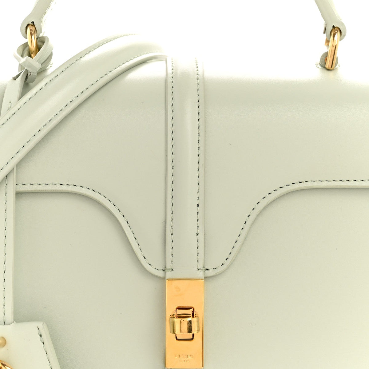 Satinated Calfskin Mini 16 Top Handle Bag Jade