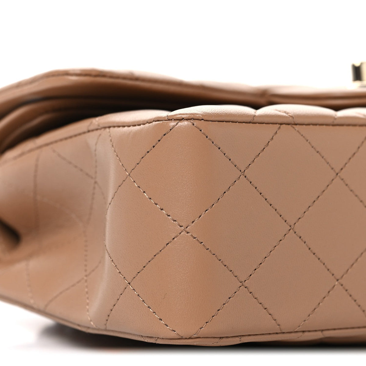 Lambskin Quilted Small Double Flap Brown