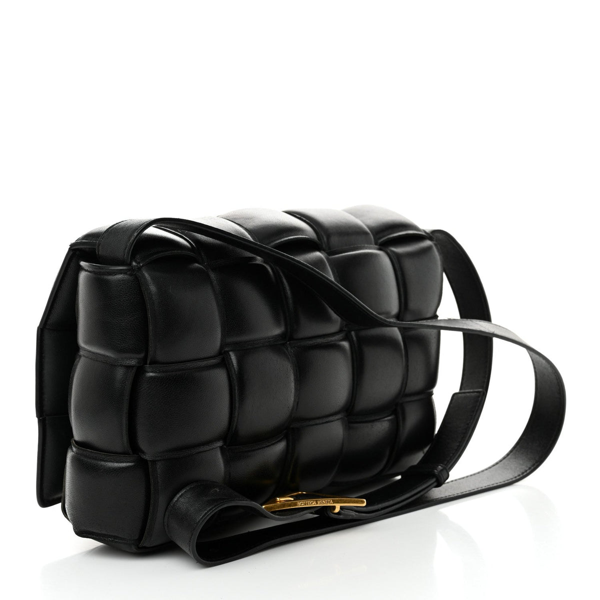 Nappa Maxi Intreccio Padded Cassette Crossbody Bag Black