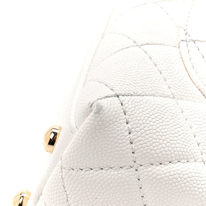 Caviar Quilted Extra Mini Coco Handle Flap White