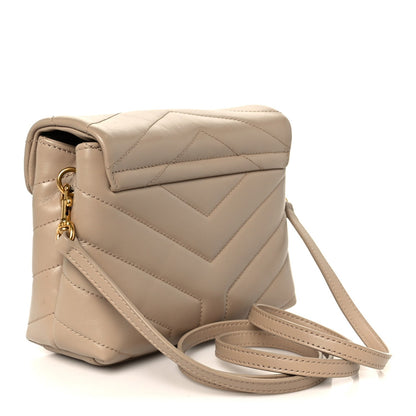 Calfskin Y Quilted Monogram Toy Loulou Crossbody Bag Dark Beige