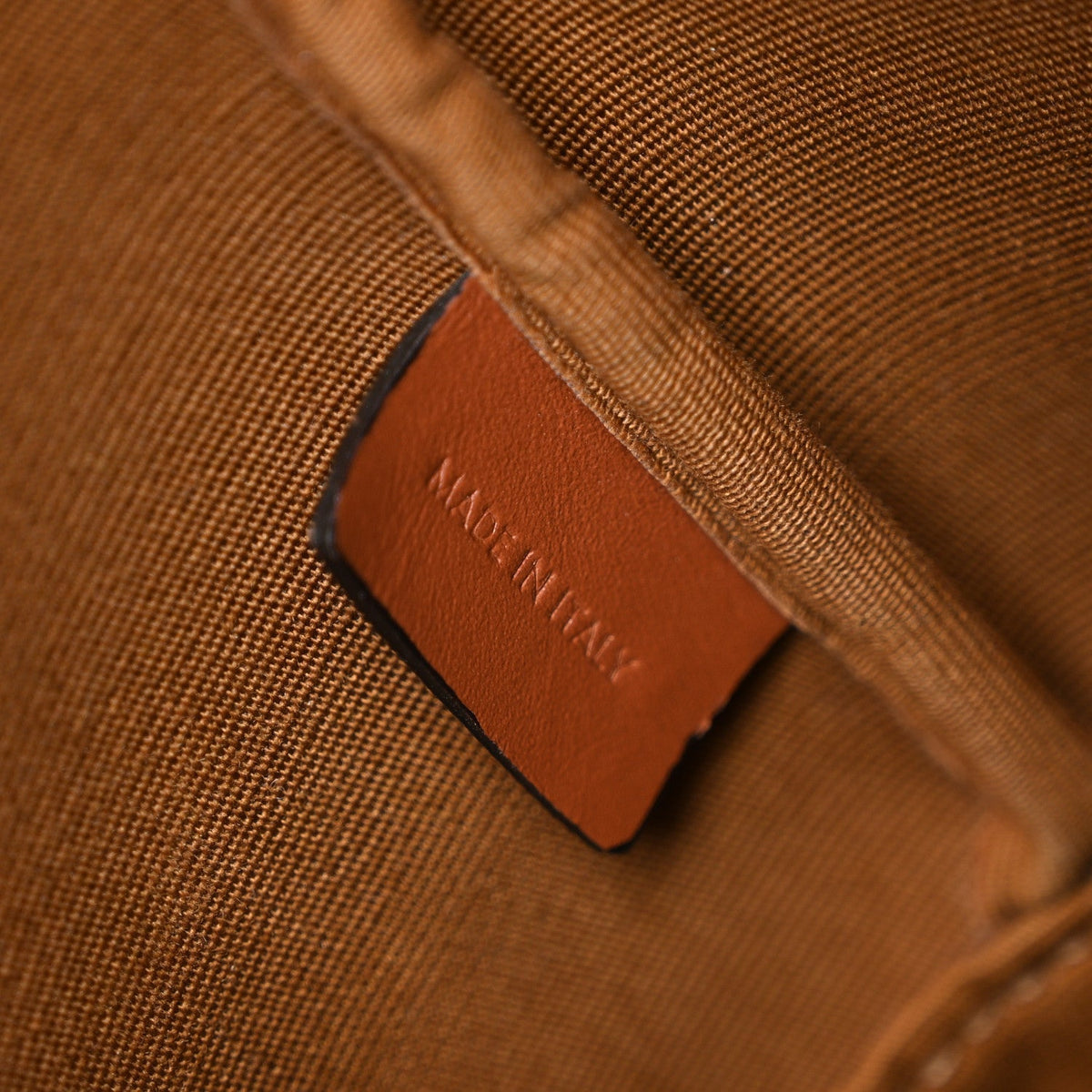 Triomphe Canvas Calfskin Small Bucket Bag Tan