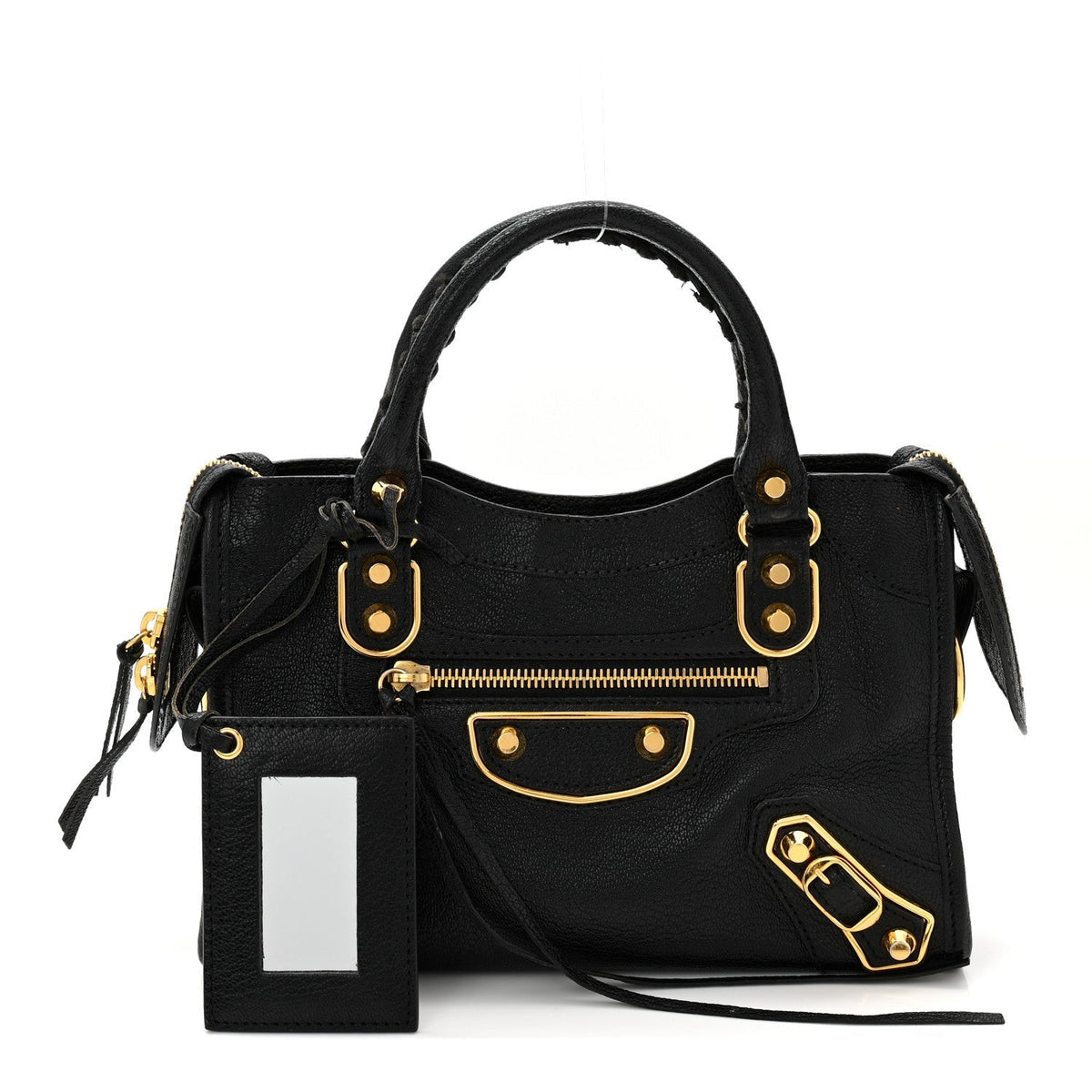 Chevre Gold Metallic Edge Hardware Mini City Black
