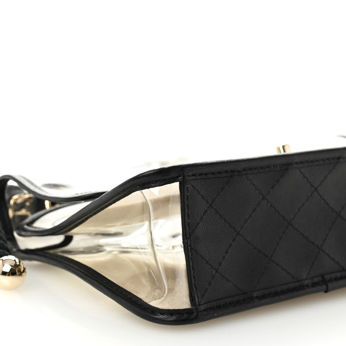 Lambskin PVC Sand By The Sea Flap With Pearl Strap Black