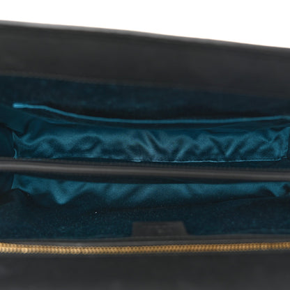 Suede Patent Web Dragon Embroidered Medium Ophidia Chain Shoulder Bag Blue Multicolor Black