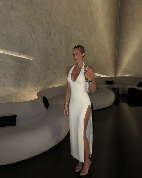 Sexy Prom Dress White Evening Gown Graduation Party Dress Formal Dress ...