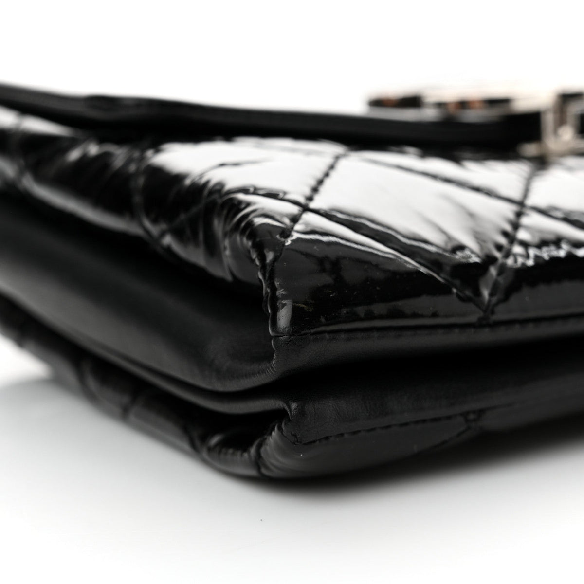 Patent Quilted Hamptons Flap Bag Black