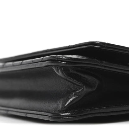 Lambskin Quilted Wallet On Chain WOC Black