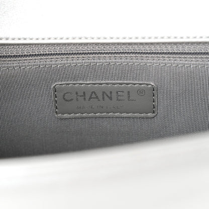 Metallic Calfskin Quilted New Medium Boy Flap Silver