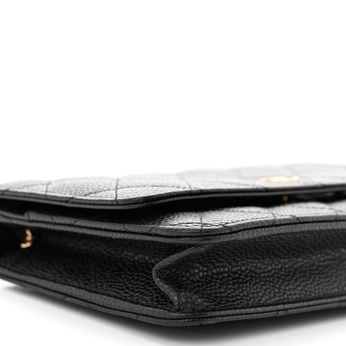 Caviar Quilted Wallet on Chain WOC Black