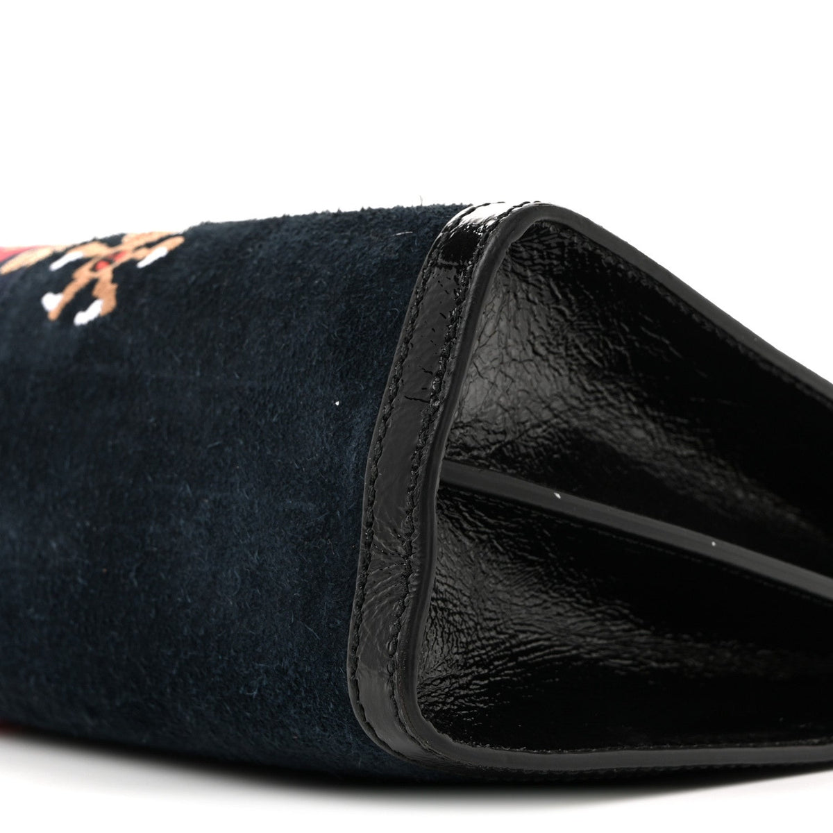 Suede Patent Web Dragon Embroidered Medium Ophidia Chain Shoulder Bag Blue Multicolor Black