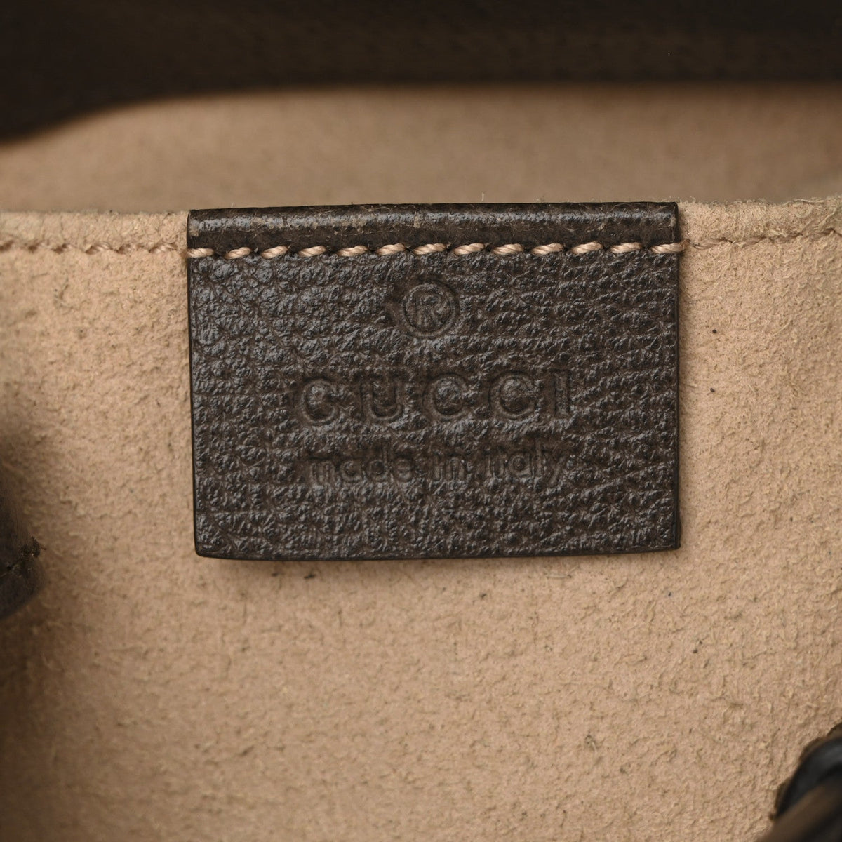GG Supreme Monogram Web Small Ophidia Bucket Bag Brown