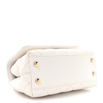 Caviar Quilted Extra Mini Coco Handle Flap White