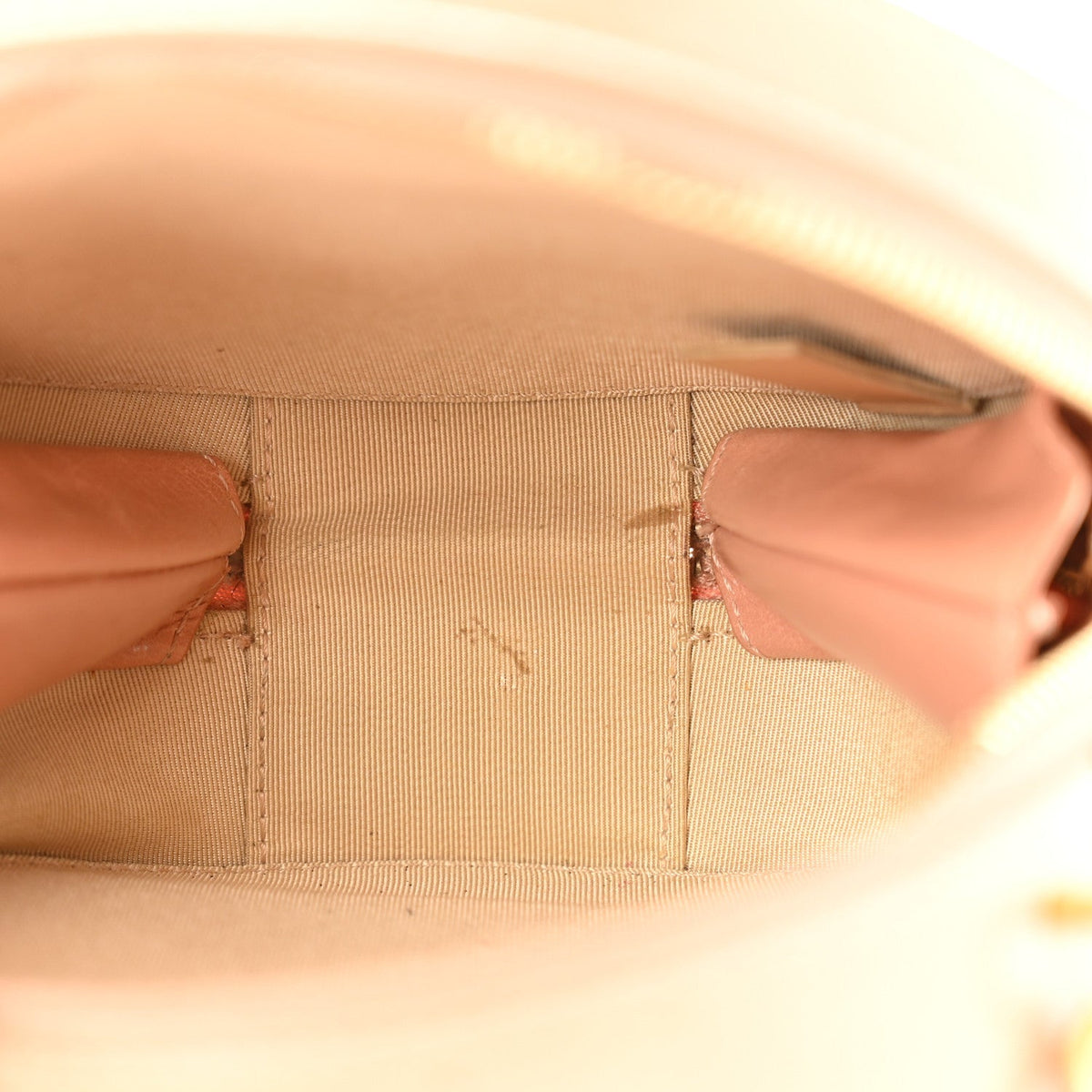 Glazed Calfskin Round As Earth Evening Bag Beige