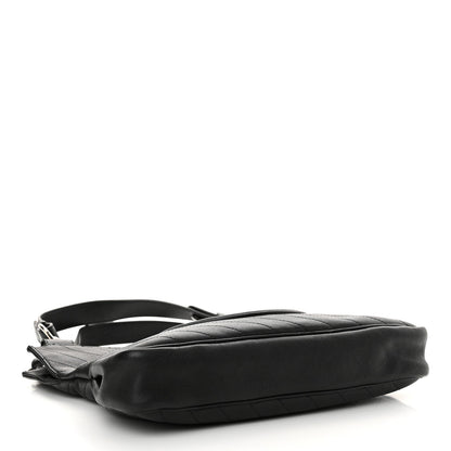 Sakai Be Green Calfskin Diagonal Stitched Small Blondie Tote Black