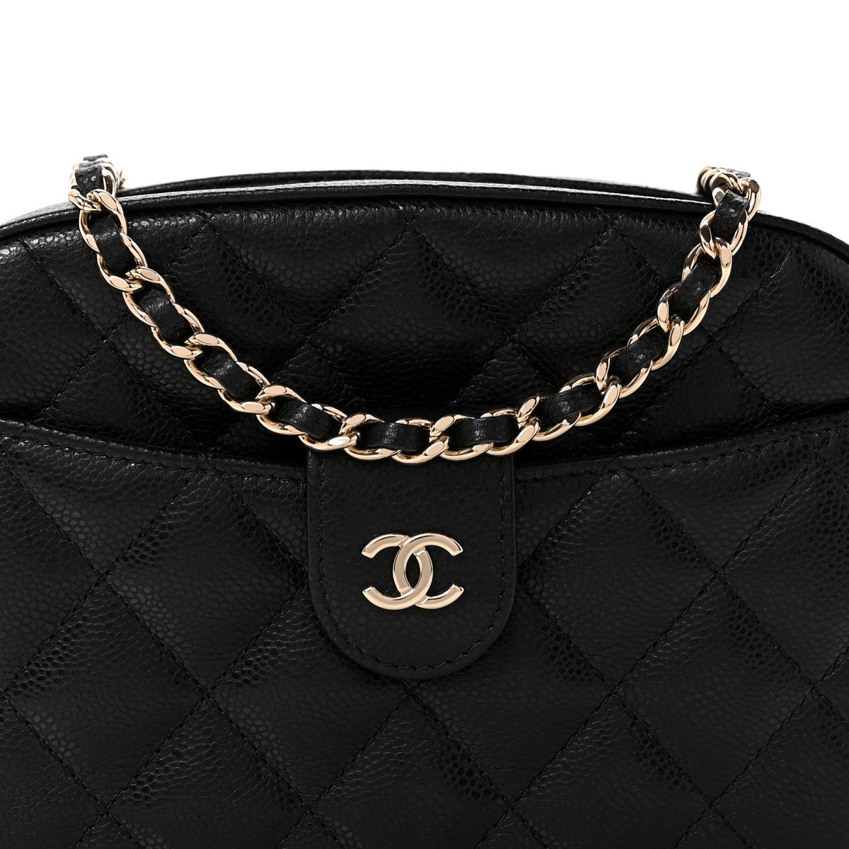 Caviar Quilted Chain Camera Bag Black