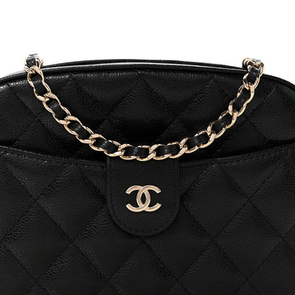 Caviar Quilted Chain Camera Bag Black