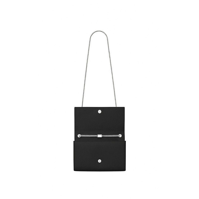 Saint Laurent Large Kate Chain Bag In Black Textured Leather
