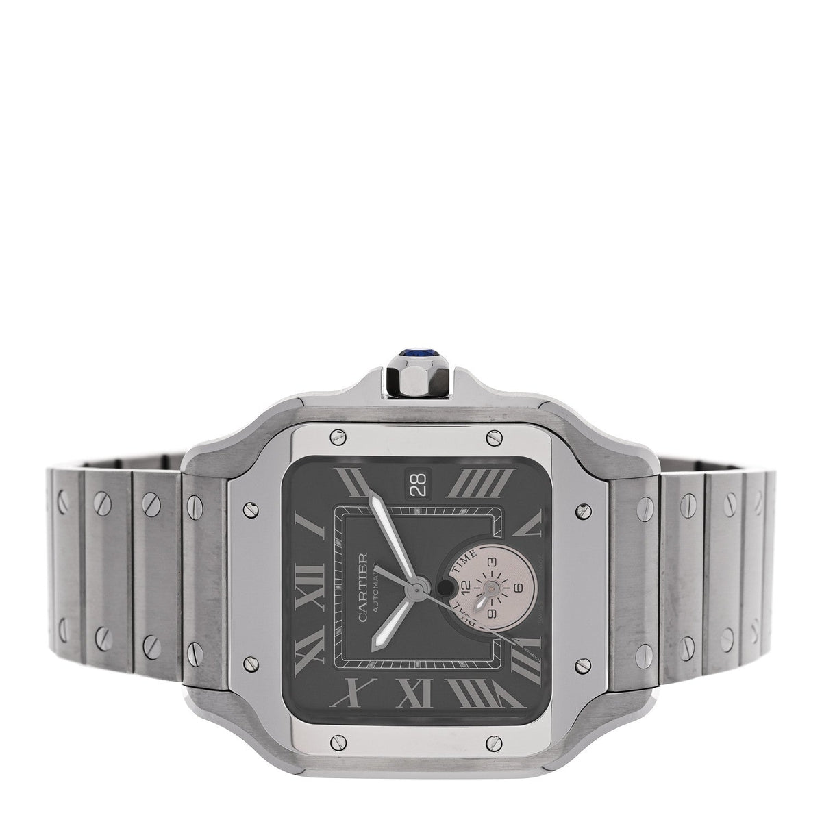 Stainless Steel 40mm Santos Dual Time Automatic Watch Grey