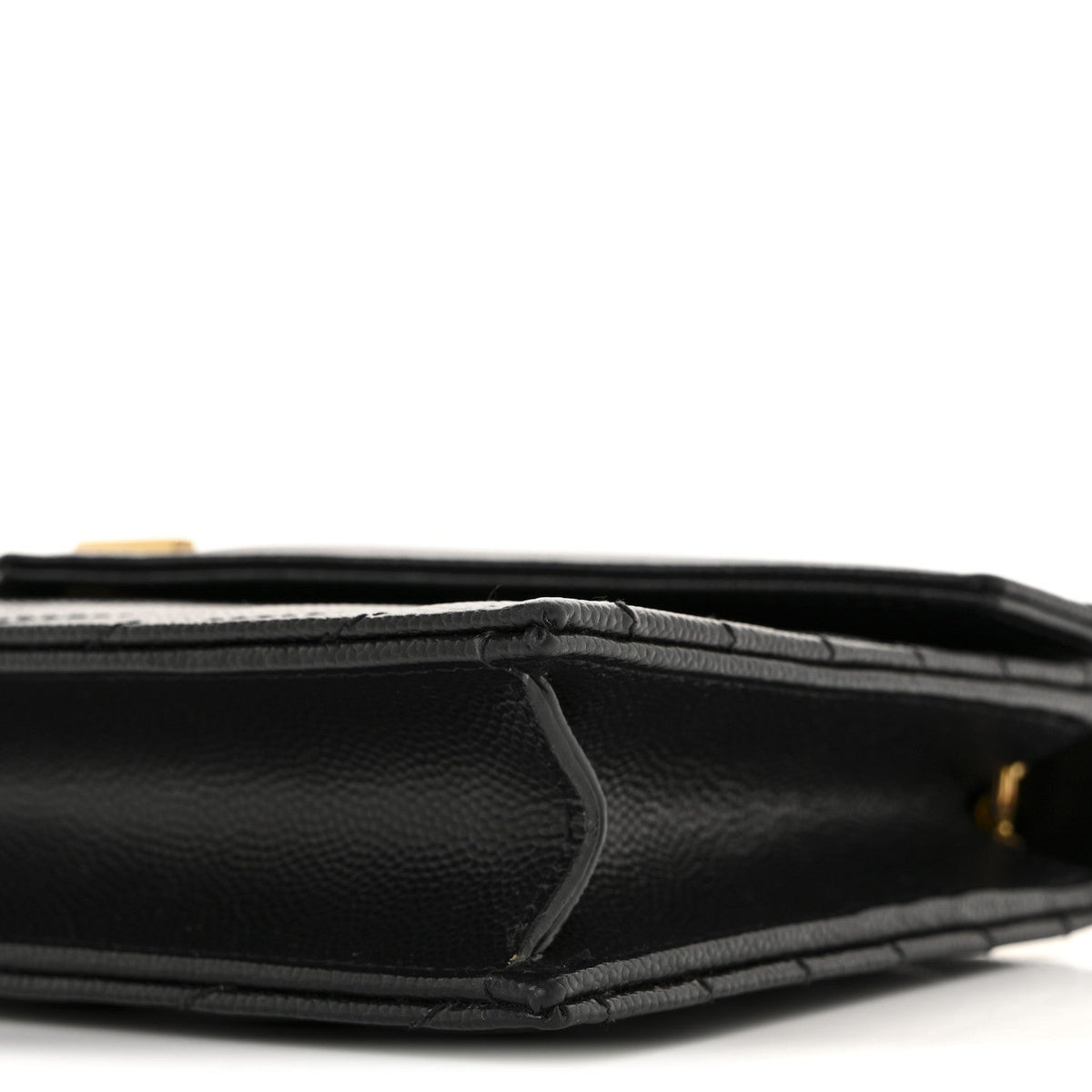 Grain De Poudre Matelasse Chevron Monogram Envelope Chain Wallet Black