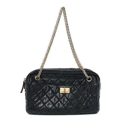 Aged Calfskin Quilted Medium Reissue Camera Case Black