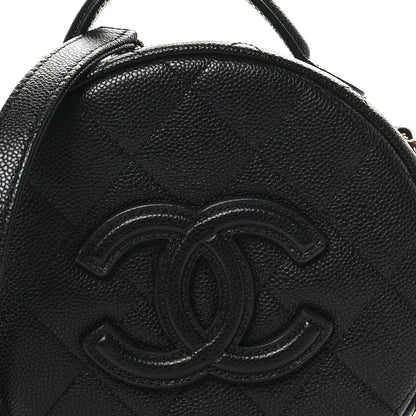 Caviar Quilted Small Round Vanity With Chain Black