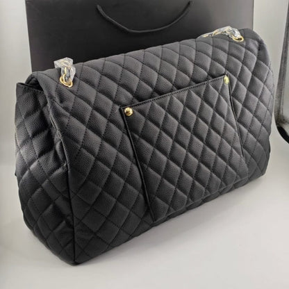 CHANEL XXL AIRLINE CLASSIC TRAVEL FLAP BAG CAVIAR LEATHER BLACK GOLD HARDWARE 46CM