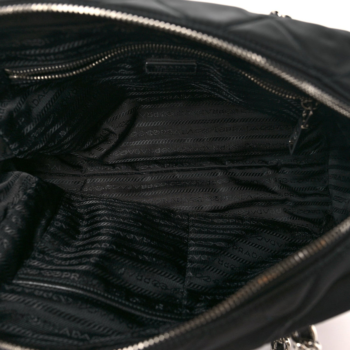 Nylon Tessuto Impuntu Quilted Shoulder Bag Black