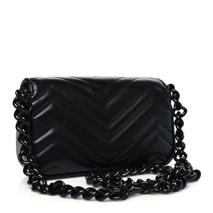 Calfskin Matelasse Monochrome GG Marmont Chain Belt Bag Black