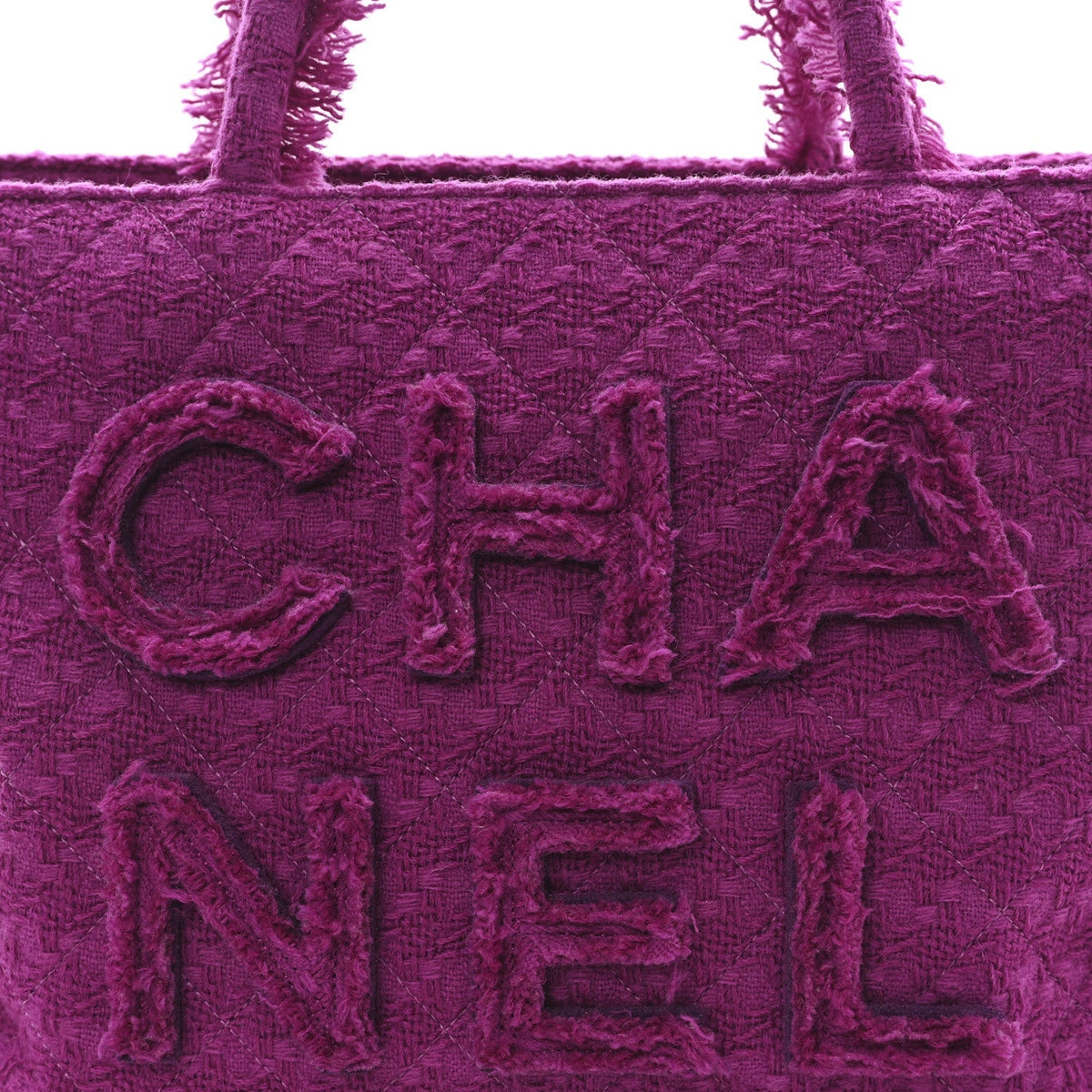 Wool Tweed Large Zipped Shopping Tote Magenta