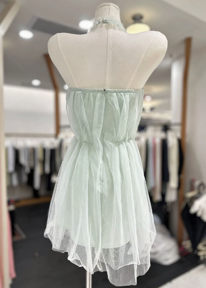 Beauty Homecoming Dress Halter Flower Back to School Outfits Party Dress  D6579