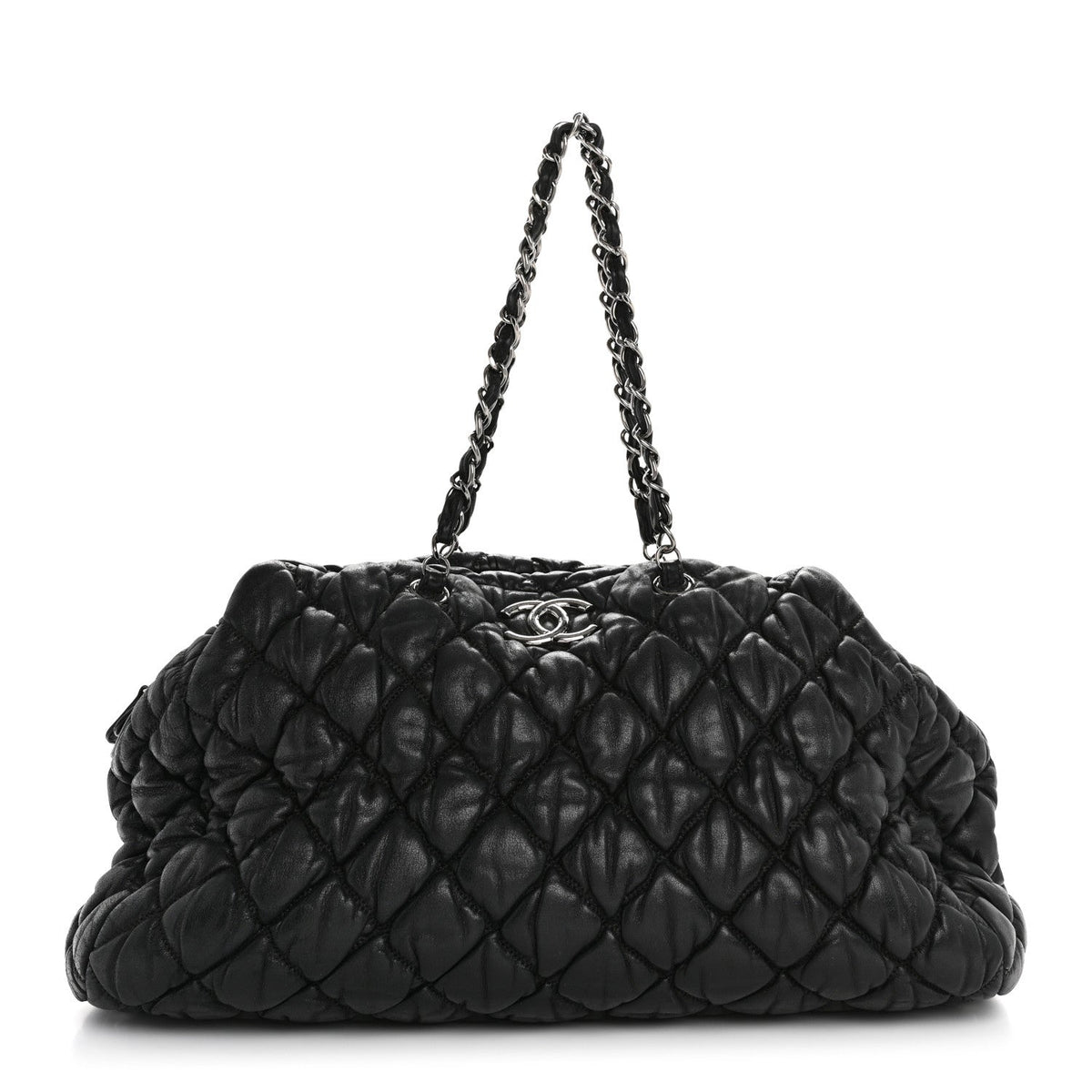 Calfskin Bubble Quilt Bowler Black