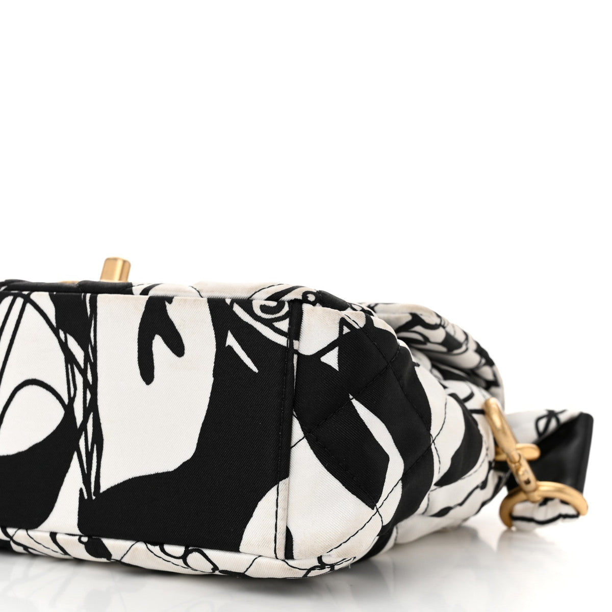 Canvas Printed Deer Coco Mini Single Flap White Black