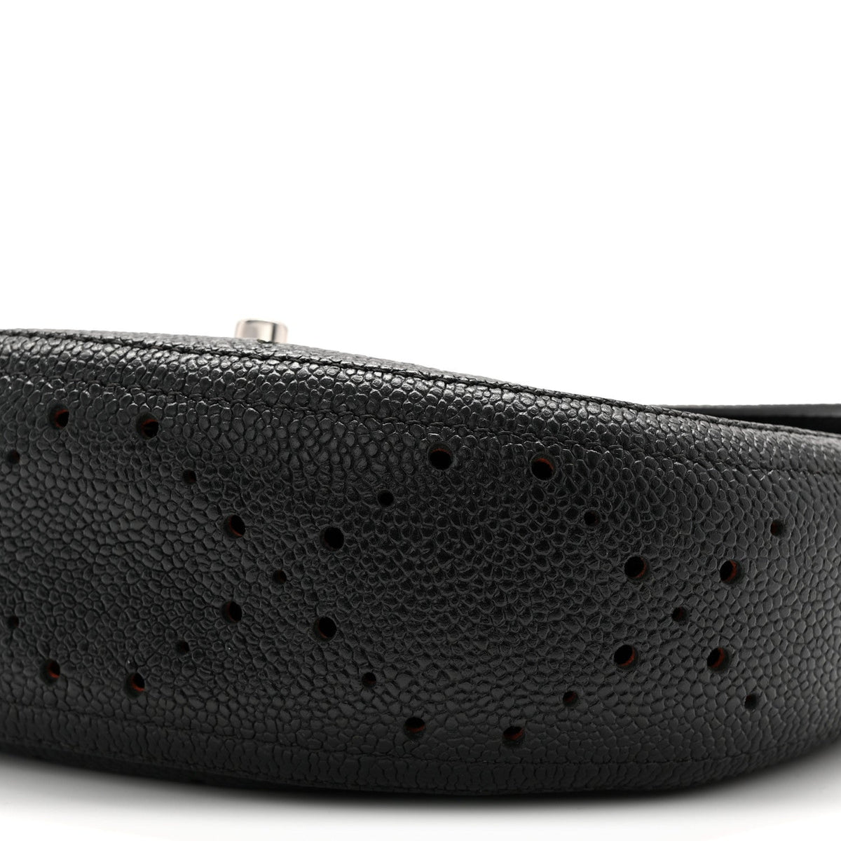 Caviar Perforated Messenger Bag Black