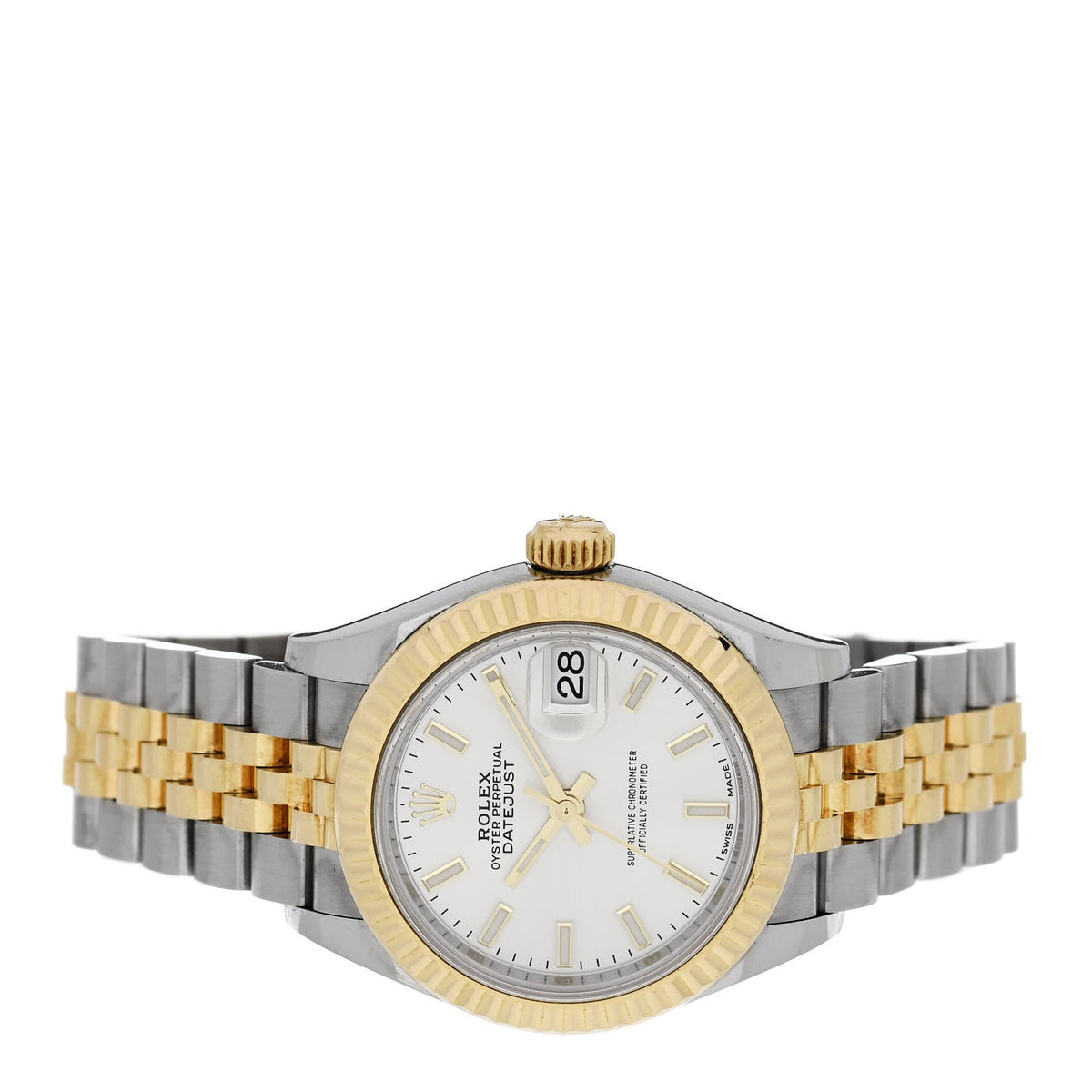 Stainless Steel 18K Yellow Gold 28mm Oyster Perpetual Datejust Watch Silver 279173