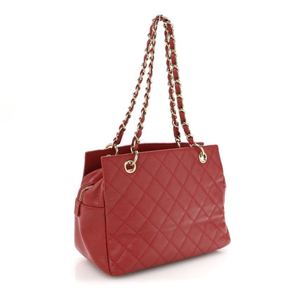 Caviar Quilted Petit Timeless Shopping Tote PTT Red