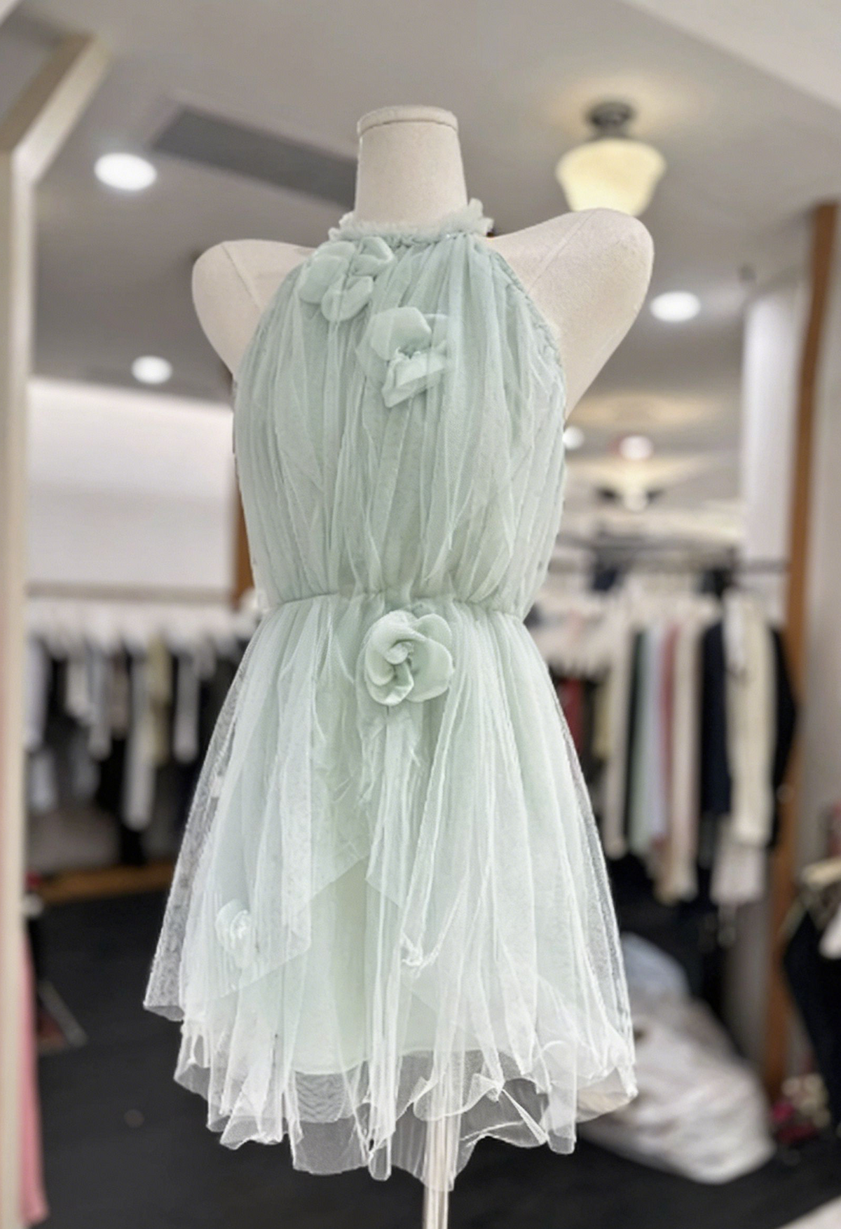 Beauty Homecoming Dress Halter Flower Back to School Outfits Party Dress  D6579