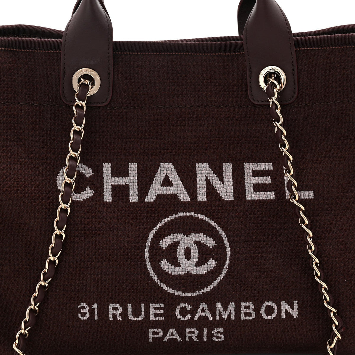 Mixed Fibers Calfskin Small Deauville Tote Burgundy