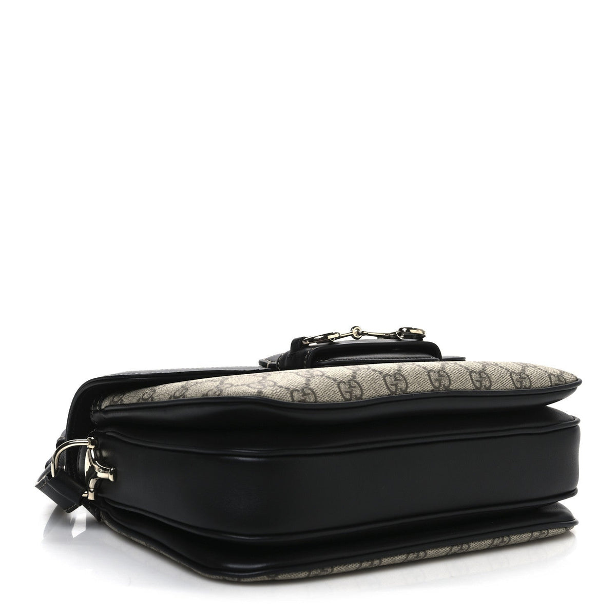 GG Supreme Monogram Horsebit 1955 Soft Small Shoulder Bag Beige Black