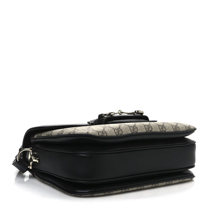 GG Supreme Monogram Horsebit 1955 Soft Small Shoulder Bag Beige Black