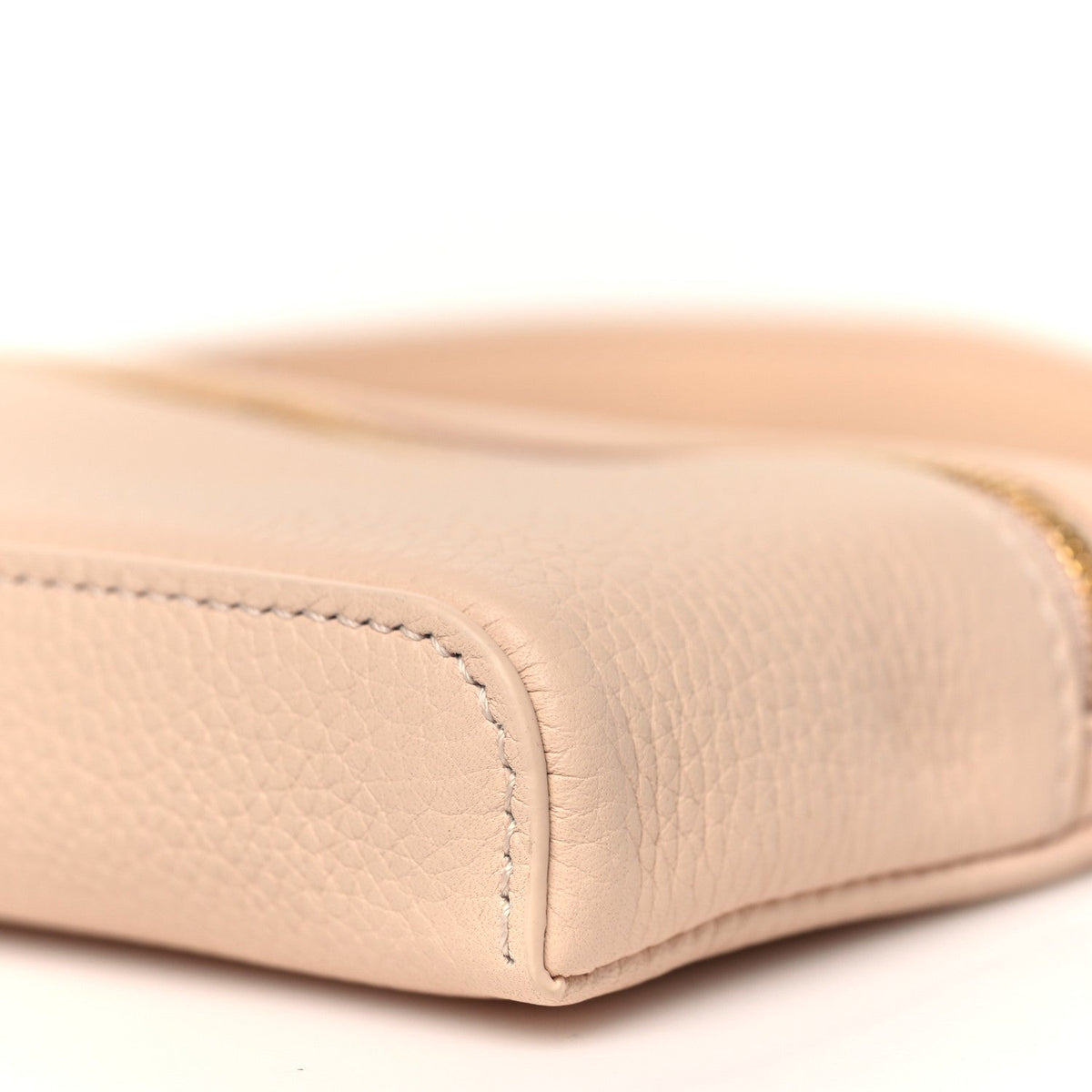 Grained Calfskin Extra Pocket Mini Pouch Creamed Honey